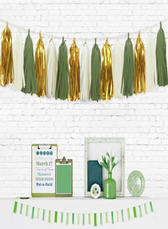 Aonor Happy Birthday Decorations - Gold Happy Birthday Banner and Paper Tassel Garland for Sage Green Birthday Party Decorations - Image 5